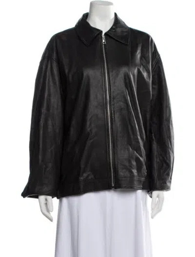 Pre-owned Cos Leather Jacket In Black