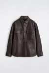 Cos Leather Overshirt In Brown In Brown