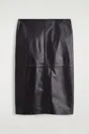 Cos Leather Pencil Skirt In Brown