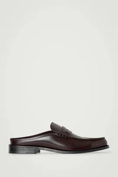 Cos Leather Penny Mules In Red