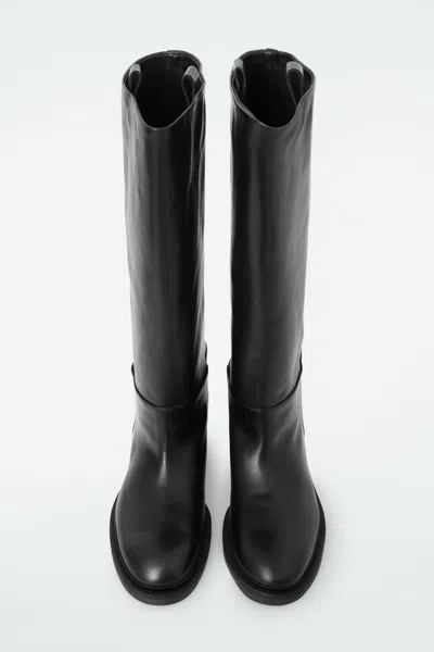 Cos Leather Riding Boots In Black