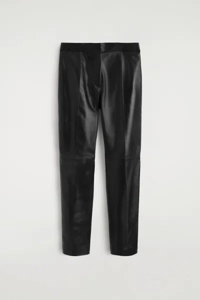 Cos Leather Straight-leg Pants In Black