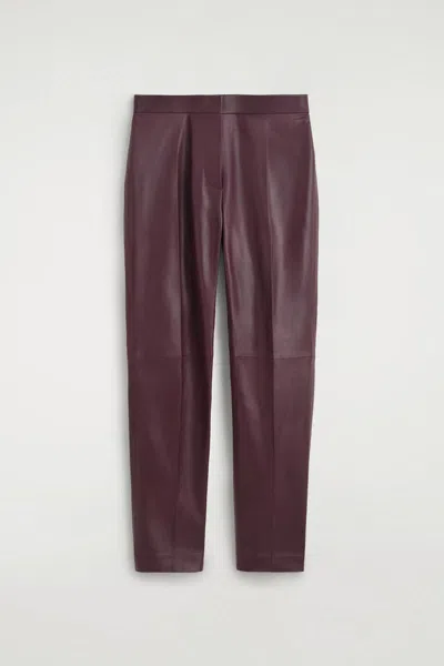 Cos Pantalon Droit En Cuir In Marron
