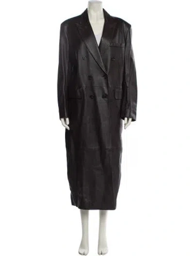 Pre-owned Cos Leather Trench Coat In Black