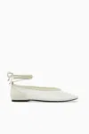 Cos Leather-trimmed Mesh Ballet Flats In White