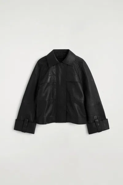 Cos Giacca In Pelle Stile Utility In Nero