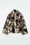 Cos Leopard-effect Shearling Jacket In Brown