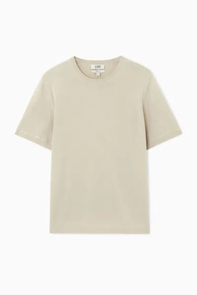 Cos Lightweight Knitted T-shirt In Beige