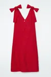 Cos Linen A-line Midi Dress In Red