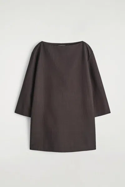 Cos Linen A-line Mini Dress In Brown