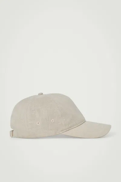 Cos Linen Baseball Cap In Beige In Brown