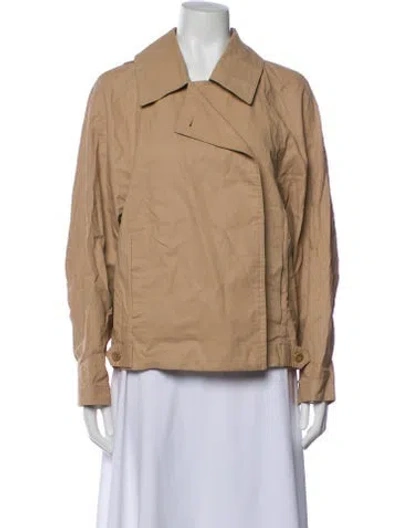 Pre-owned Cos Linen Biker Jacket In Brown