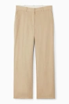 Cos Linen-blend Flared Trousers In Beige