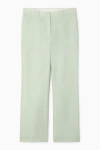 Cos Linen-blend Flared Trousers In Green