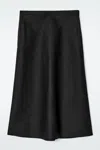 Cos Linen-blend Midi Column Skirt In Black
