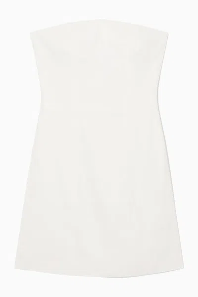 Cos Linen-blend Mini Bustier Dress In White
