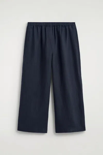 Cos Linen Culottes In Navy In Blue