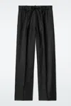 Cos Linen Drawstring Trousers In Black