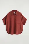 Cos Linen Halfplacket Shirt In Rouge