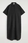 Cos Linen Maxi Shirt Dress In Black