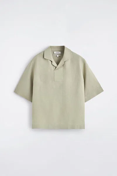 Cos Linen Popover Shirt In Beige In Sand