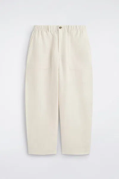 Cos Linen Relaxed-fit Barrel-leg Pants In White