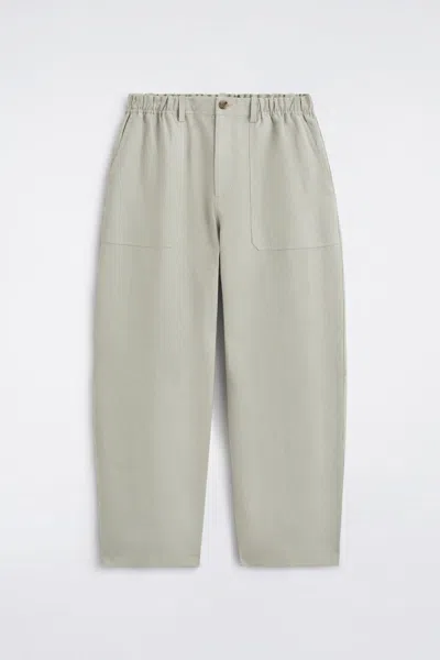 Cos Linen Relaxed-fit Barrel-leg Trousers In Grigio In Gray
