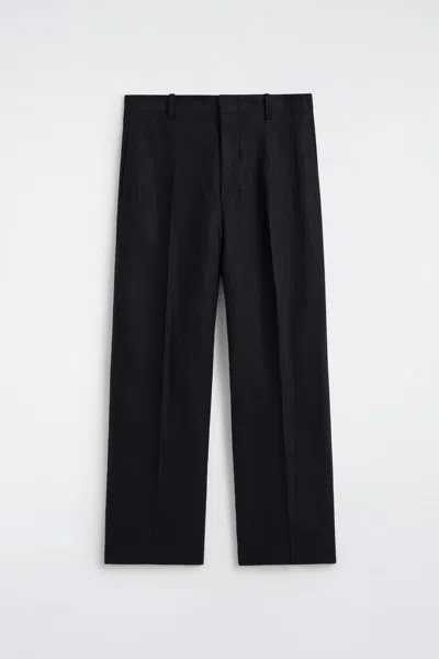 Cos Linen Relaxed-fit Straight-leg Pants In Black