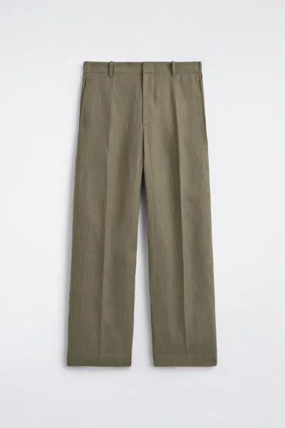 Cos Linen Relaxed-fit Straight-leg Trousers In Green