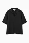 Cos Linen Resort Shirt In Black
