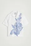 Cos Linen Short-sleeved Shirt In White