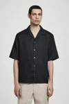 Cos Linen Short-sleeved Shirt In Black
