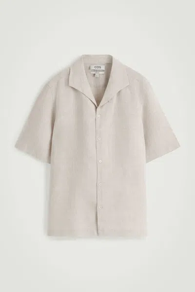 Cos Linen Short-sleeved Shirt In Sand