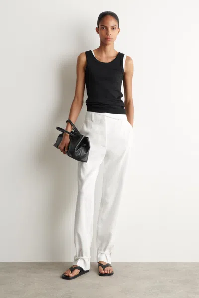 Cos Linen Straight-leg Trousers In White