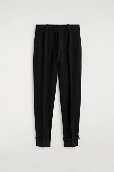 Cos Linen Straight-leg Trousers In Black