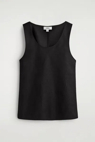 Cos Linen Tank Top In Black