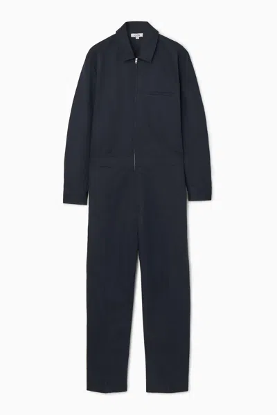 Cos Linen Utility Boilersuit In Blue