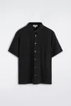 Cos Linen-jersey Short-sleeved Shirt In Black