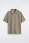 Cos Linen-jersey Short-sleeved Shirt In Beige In Sand