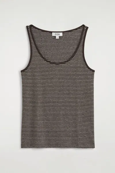 Cos Linen-jersey Tank Top In Brown In Multi