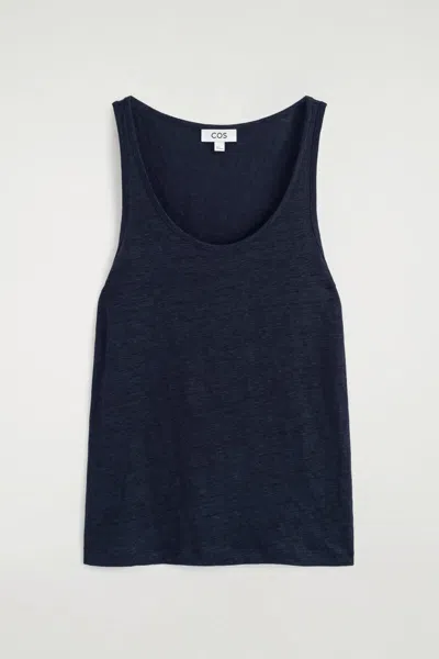 Cos Linen-jersey Tank Top In Navy In Blue