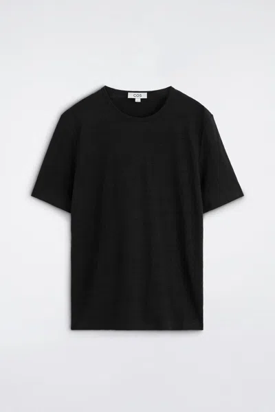 Cos Linen-jersey T-shirt In Black