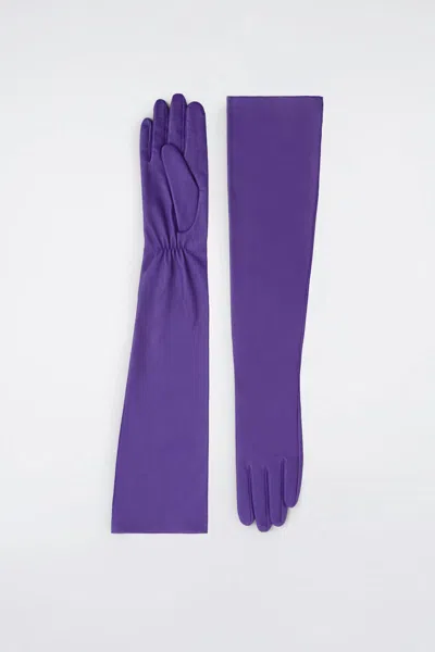 Cos Long Leather Gloves In Purple