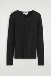 Cos Long-sleeved Henley Top In Black