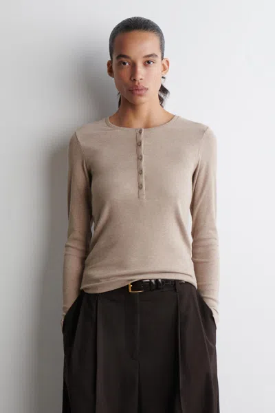 Cos Long-sleeved Henley Top In Blue
