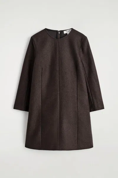 Cos Abito Mini In Lana A Maniche Lunghe In Brown