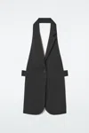 Cos Longline Backless Wool Waistcoat In Black