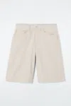 Cos Longline Denim Shorts In Beige