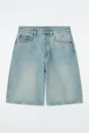 Cos Longline Denim Shorts In Blue
