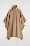Cos Longline Double-faced Wool Cape In Neutral